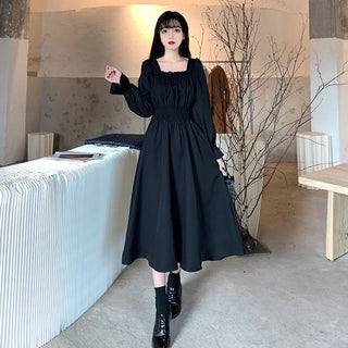 QWEEK Vintage Black Dress Women French Elegant ALODIA STORE