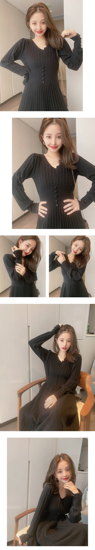 Knitted Dress Women Casual Long Sleeve ALODIA STORE