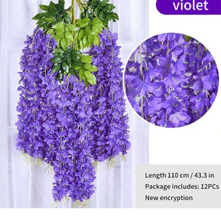 12Pcs Wisteria Artificial Flower Rattan Wreath Arch Wedding Home Garden Office Decoration pendant Plant Wall Decoration ALODIA STORE