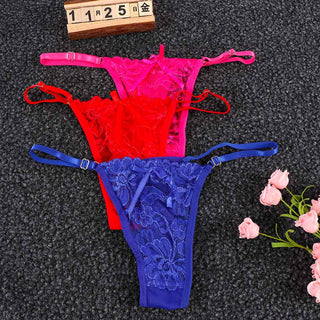 Women Thongs and G Strings Mini Thong Underwear Lace Panties Transparent Lingerie Briefs Women Sexy Adjustable Mujer ALODIA STORE