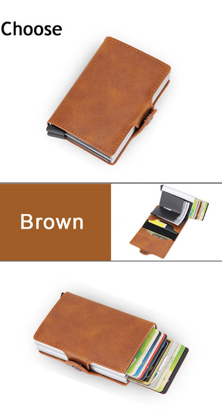Credit Card Holder Wallet Leather Metal Aluminum ALODIA STORE
