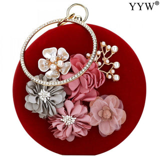 Pink Round Flower Clutch Bag ALODIA STORE