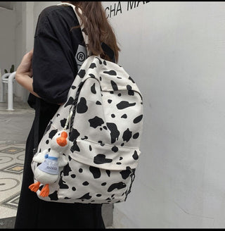 Cute Milk Cow Printing Women's Backpack Canvas Travel Mochila Women School Bag for Teenager Girls Fashion Rucksack Wholesale ALODIA STORE