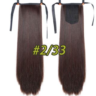 Allaosify Long Straight Clip In Hair Fake Hair Ponytail Hairpiece With Hairpins Synthetic Hair Pony Tail Brown Hair Extensions ALODIA STORE