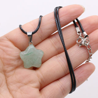 40cm Natural Five-pointed Star Shape Agates Tiger Eye Clear Quartzs Stone Pendant Necklace for Women Jewelry Gift Size 20x20mm ALODIA STORE