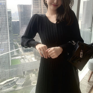 Knitted Dress Women Casual Long Sleeve ALODIA STORE