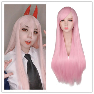 QQXCAIW Long Straight Cosplay Wig Black Purple Pink Blue Sliver Gray Blonde White Orange Brown Synthetic Hair Wigs ALODIA STORE