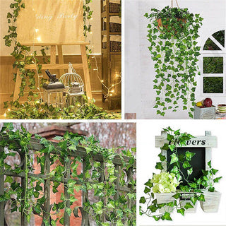 1Pc 230Cm Green Vine Silk Artificial Ivy Hanging Leaf Garland Plant Creeper Leaf Home Decor Wedding Bathroom Garden Decoration ALODIA STORE