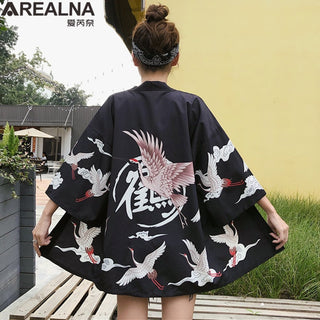 Haori Yukata Men Korean Samurai Japanese Kimono Traditional Clothing Vintage Crane Anime Kimono Beach Girls Cosplay Dress Shirts ALODIA STORE