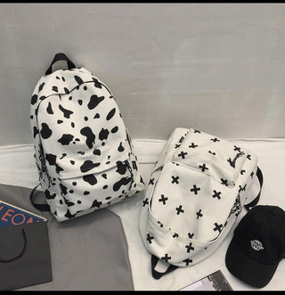 Cute Milk Cow Printing Women's Backpack Canvas Travel Mochila Women School Bag for Teenager Girls Fashion Rucksack Wholesale ALODIA STORE