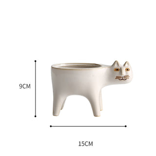 Cartoons Cat Flowerpot Animal Ceramic Flowerpot Cute Vase Cactus Succulent Plants Potted  Flower Arrangement Home Decoration ALODIA STORE
