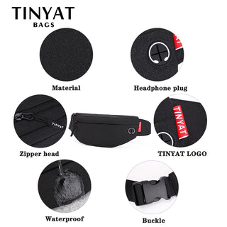 TINYAT Men Waist Bag Pack Purse Casual Large Phone Belt Bag Pouch Women's Canvas Travel Phone Bag Fanny Banana Bag Hip 4 Pockets ALODIA STORE