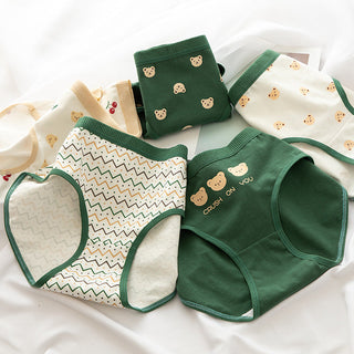 2021 Women Cotton Underwear Japanese Cute Briefs Mid Waist Seamless Underpants Cute Cartoon Panties Female Cotton Lingerie ALODIA STORE