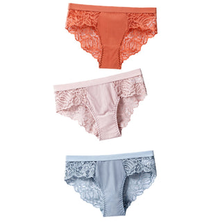 3 Pcs Cotton Panties Sexy Panty Briefs Lace Panties Women Underwear Lingerie Panties for Female Ladies Floral Pantys Underpants ALODIA STORE
