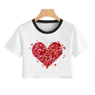Summer fashion Harajuku Sexy tank Crop Top White T Shirt Clothes Women Cute Korean Style Graphic printed Croptop Short sleeve ALODIA STORE