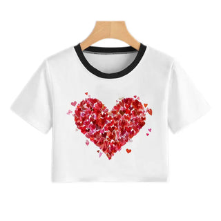 Summer fashion Harajuku Sexy tank Crop Top White T Shirt Clothes Women Cute Korean Style Graphic printed Croptop Short sleeve ALODIA STORE