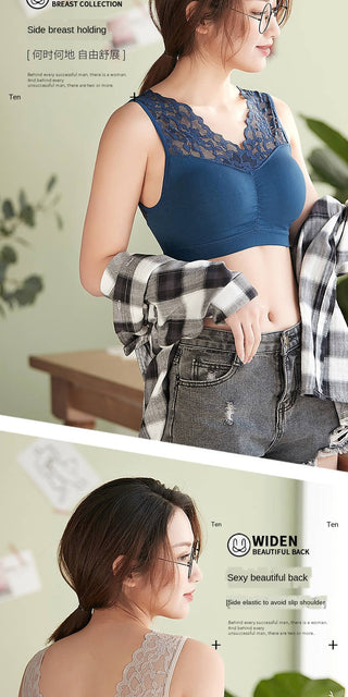 (35-100kg) Sexy Lace Free Wire Underwear Women Push Up Bra with Pad Kpop Fashion Cozy Chest Wrap Undies Lingerie Female Crop Top ALODIA STORE