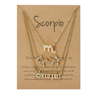 3Pcs/set 12 Zodiac Sign Necklace For Women 12 Constellation Pendant Chain Choker Birthday Jewelry With Cardboard Card ALODIA STORE