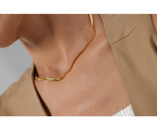 Yhpup Charm New Geometric Snake Chain Necklace Trendy Stainless Steel Jewelry Golden Metal Texture брелок Women Waterproof Gift ALODIA STORE