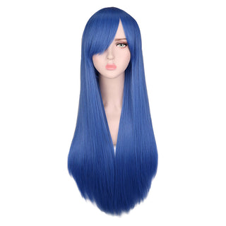 QQXCAIW Long Straight Cosplay Wig Black Purple Pink Blue Sliver Gray Blonde White Orange Brown Synthetic Hair Wigs ALODIA STORE