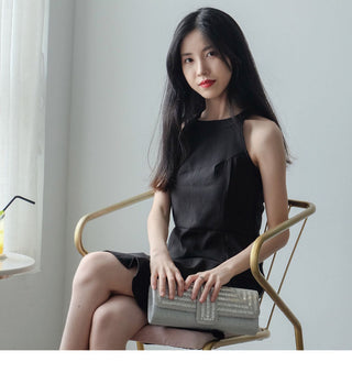 Black Clutch Purse and Handbag with Rhinestone Women ALODIA STORE