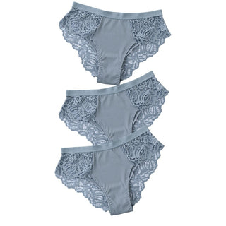 3 Pcs Cotton Panties Sexy Panty Briefs Lace Panties Women Underwear Lingerie Panties for Female Ladies Floral Pantys Underpants ALODIA STORE