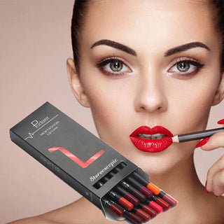 6 12Pcs/Set Waterproof Pencil Lipstick Set Pen Matte Lip Liner Long Lasting Makeup Pens Easy to Wear Non-stick Cup карандаш для ALODIA STORE