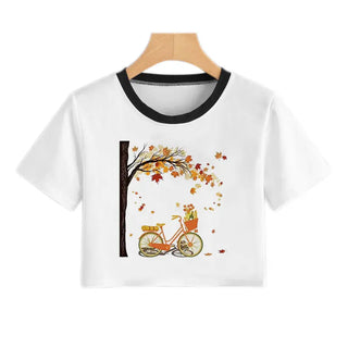 Summer fashion Harajuku Sexy tank Crop Top White T Shirt Clothes Women Cute Korean Style Graphic printed Croptop Short sleeve ALODIA STORE