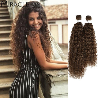Afro Kinky Curly Hair Wave Synthetic Hair Heat Resistant Deep Wave Hair Bundles Extensions Brown Miracle hair Curly Weave Hair ALODIA STORE
