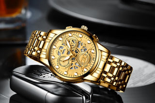 Watch Men Skeleton Automatic quartz Watch Gold Skeleton Vintage Man Watchwrist watches for men ALODIA STORE