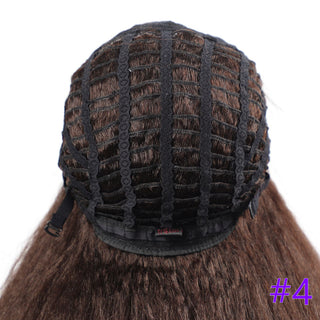 Long Kinky Straight Synthetic Wigs for Black Women Black Brown Blonde Ginger Red White Hair Afro Wigs Synthetic STW Hair Wigs ALODIA STORE