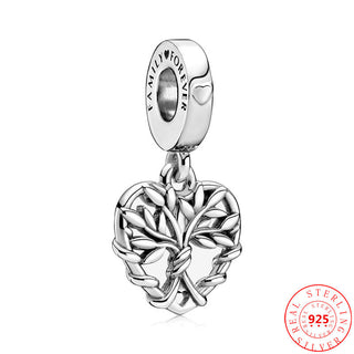 100% 925 Sterling Silver Boy Girls Feather Cat Dog Family Tree Beads Fit Original Pandora Charms Bracelet Women DIY Fine Jewelry ALODIA STORE