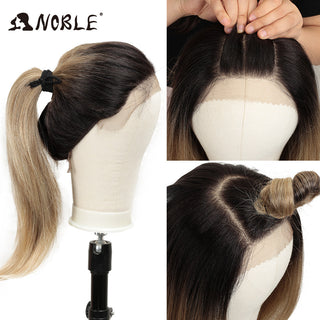 Noble Synthetic Lace Front Wig Long straight Hair 28 Inch Natural Wig Ombre Blonde Wig Heat Resistant Fiber Wigs For Black Women ALODIA STORE