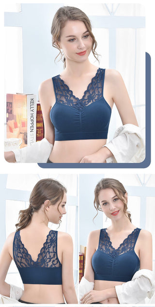 (35-100kg) Sexy Lace Free Wire Underwear Women Push Up Bra with Pad Kpop Fashion Cozy Chest Wrap Undies Lingerie Female Crop Top ALODIA STORE