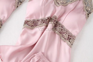 5PCS Robe Suit Satin Women Nightwear Lace Kimono Gown Bridal Wedding Bathrobe Set Sexy Pajamas V-Neck Sleepwear Lounge Lingerie ALODIA STORE