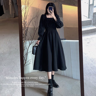 QWEEK Vintage Black Dress Women French Elegant ALODIA STORE