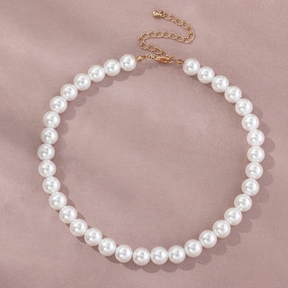 Vintage Style Simple 6MM Pearl Chain Choker Necklace For Women Wedding Love Shell Pendant Necklace Fashion Jewelry Wholesale ALODIA STORE