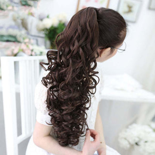 Allaosify Long Straight Clip In Hair Fake Hair Ponytail Hairpiece With Hairpins Synthetic Hair Pony Tail Brown Hair Extensions ALODIA STORE