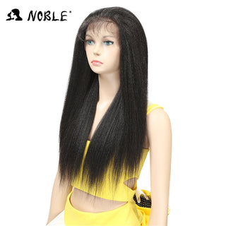 Noble Synthetic Lace Front Wig Long Kinky Straight Baby Hair 26 Inch Wigs For Black Women 0mbre wig Lace Front Synthetic Wigs ALODIA STORE