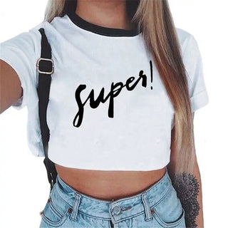 Summer fashion Harajuku Sexy tank Crop Top White T Shirt Clothes Women Cute mouse printed Croptop Short sleeve ALODIA STORE