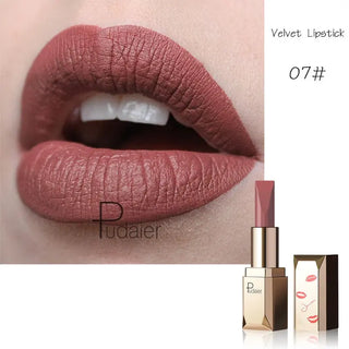 Pudaier Matte Lipstick Waterproof Lip Makeup 26 Colors Long Lasting Moisturizer Lip Tint Korean Black Velvet Nude Matte Lipstick - Alodia Store