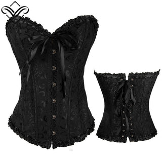 Gothic Corset Corselette Women's Corsets Steampunk Plus Size Overbust Corsage White Bodice Tops Sexy Lace Up Bustier S-6XL ALODIA STORE
