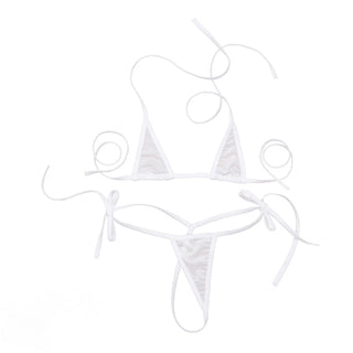 Women Lingerie Set Women's Sheer Extreme Bikini Halterneck Top and Tie Sides Micro Thong Sexy Holiday Summer Beach Bra Sets ALODIA STORE