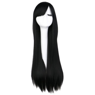 QQXCAIW Long Straight Cosplay Wig Black Purple Pink Blue Sliver Gray Blonde White Orange Brown Synthetic Hair Wigs ALODIA STORE