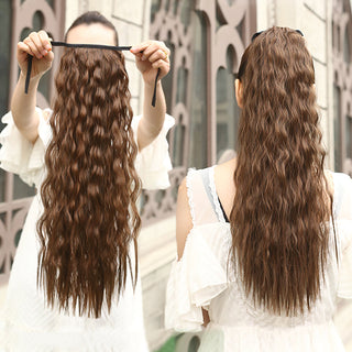 Allaosify Long Straight Clip In Hair Fake Hair Ponytail Hairpiece With Hairpins Synthetic Hair Pony Tail Brown Hair Extensions ALODIA STORE