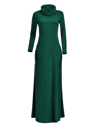Women Warm Dress With Pocket Casual Solid Vintage Autumn Winter Maxi Dress Robe Bow Neck Long Elegant Dress Vestidos Female Body ALODIA STORE