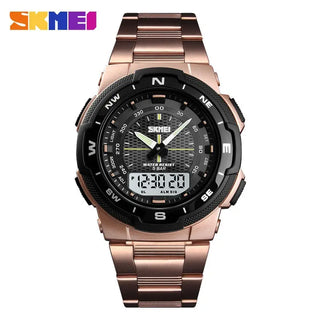 SKMEI Men Watch Fashion Quartz Sports Watches Stainless Steel Strap Men Watches Top Brand Luxury Business Waterproof Wrist Watch ALODIA STORE