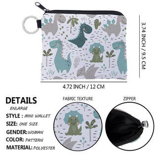 Cute dinosa printing waterproof Purse Card Key Pouch Small Zipper Coin Purse Card ALODIA STORE
