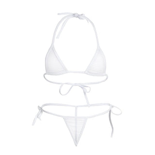 Women Lingerie Set Women's Sheer Extreme Bikini Halterneck Top and Tie Sides Micro Thong Sexy Holiday Summer Beach Bra Sets ALODIA STORE