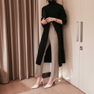 2023 Korean Style Turtleneck Long fall winter Sweater Dress Side split Female Pullover mujer sueteres ALODIA STORE